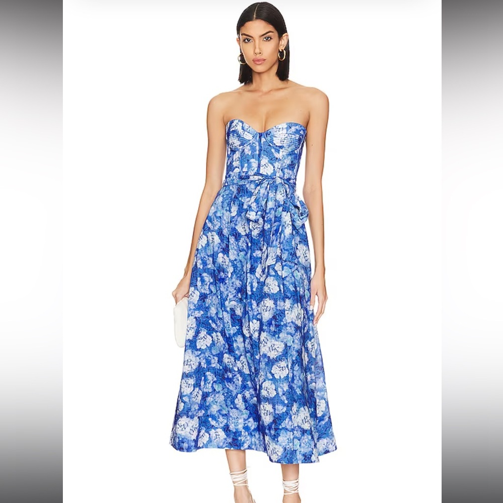 Vibrant Floral Midi Dress in Blue Foral